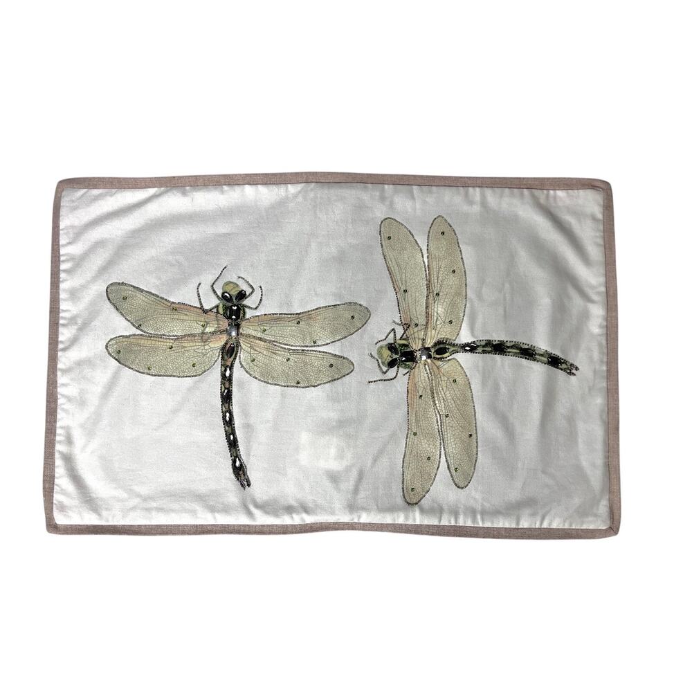 2013 Pottery Barn Dragonfly 16x26" Lumbar Pillow Cover Sham Beaded Retired Rare